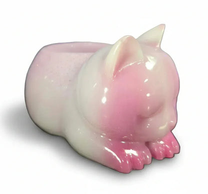 **Handcrafted Shimmering Cat Tealight Holder - Whimsical "Warming Paws" Resin Candle Dish | Gift for Cat Lovers by Crazy Chaotic Crafter**