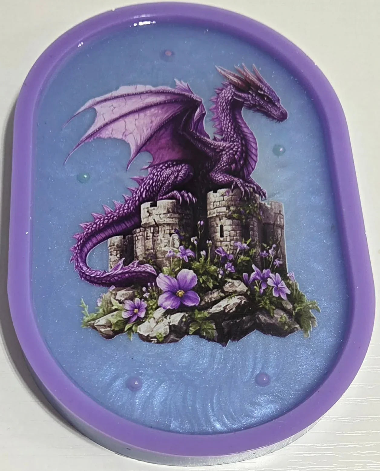Oblong Purple Frame Dragon Tray or Wall Decor