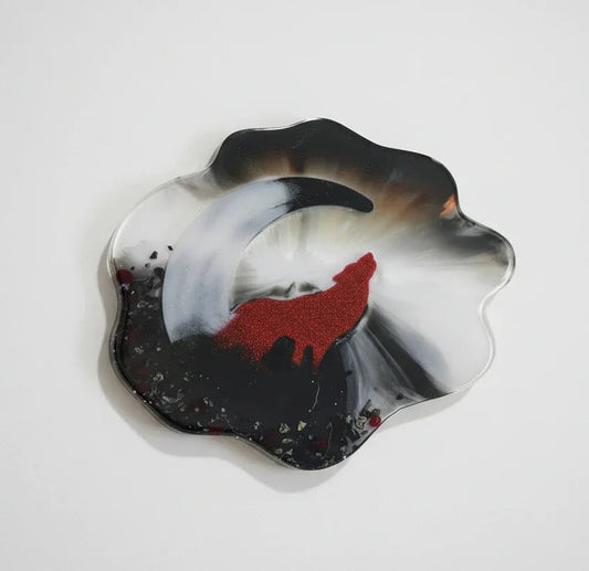 Red Glitter Wolf Plaque -