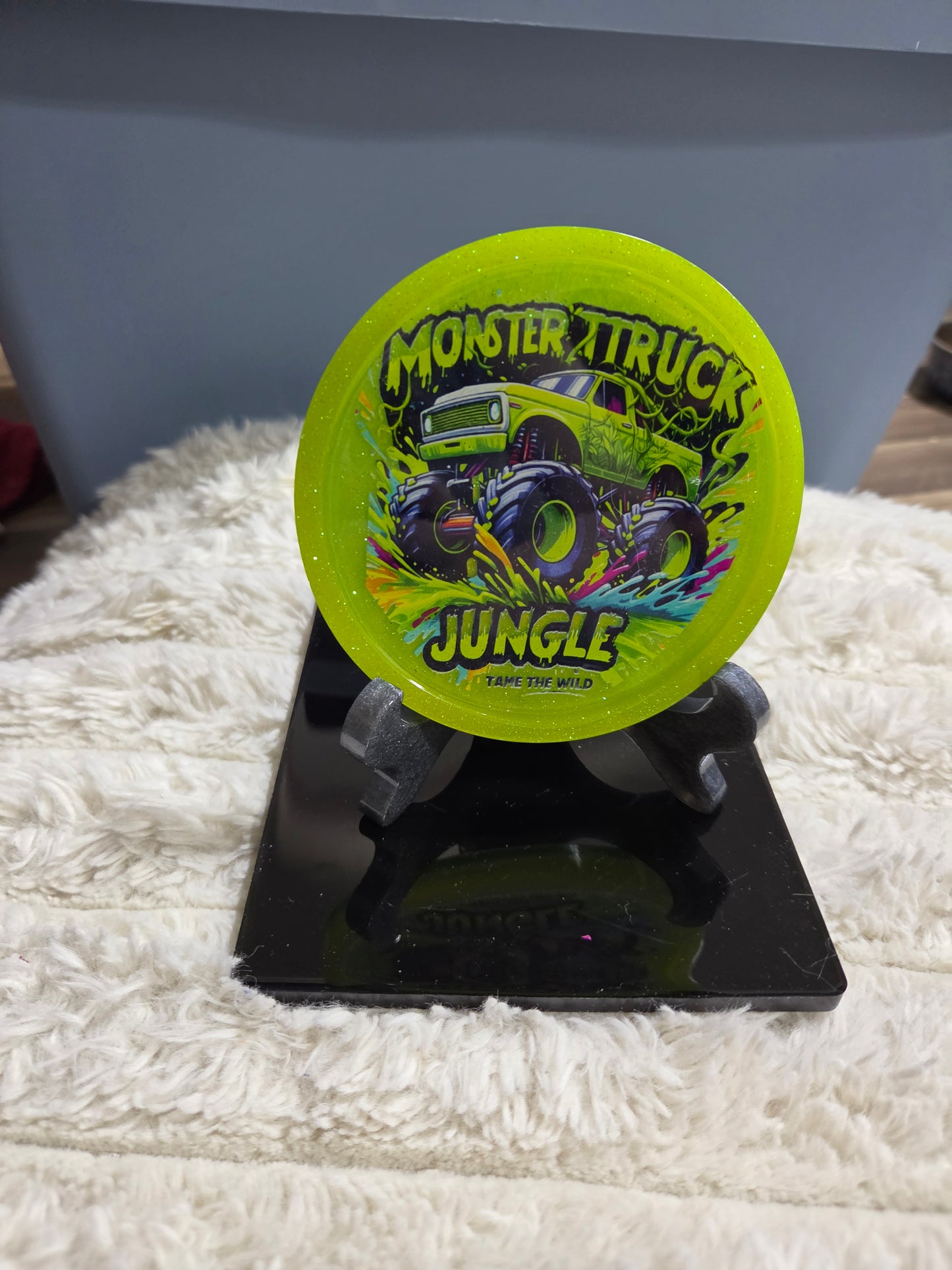 Round Handcrafted Resin Monster Truck Tray/Display