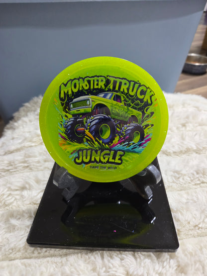 Round Handcrafted Resin Monster Truck Tray/Display