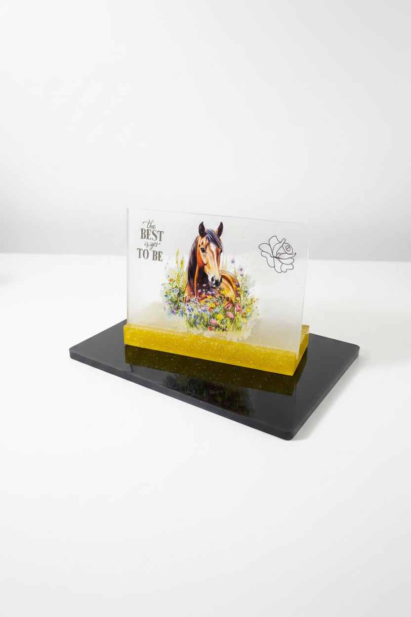 Handcrafted Shelf Plaque with Horse and Floral accent with "The Best Is Yet To Be" Quote