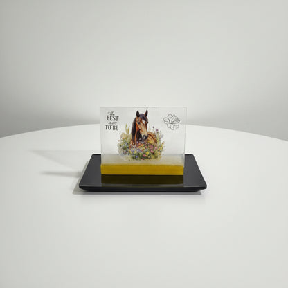 Handcrafted Shelf Plaque with Horse and Floral accent with "The Best Is Yet To Be" Quote