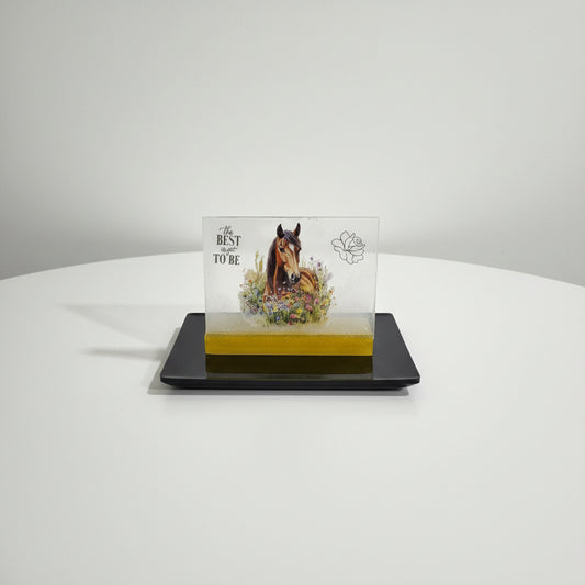 Handcrafted Shelf Plaque with Horse and Floral accent with "The Best Is Yet To Be" Quote