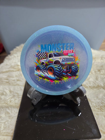 Round Handcrafted Resin Monster Truck Tray/Display