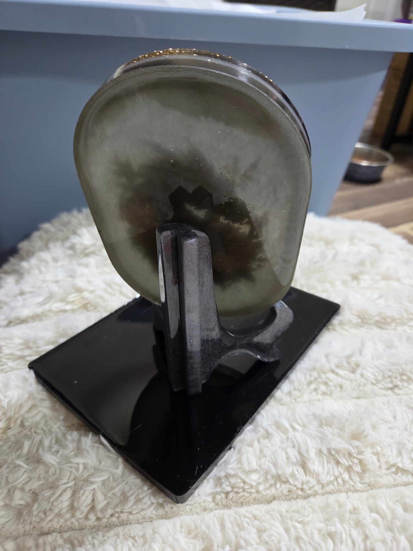Rectangular or Oblong Black/Gold Framed Handcrafted Resin Tray/Display featuring Black Dragons