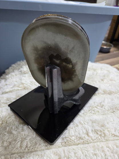 Rectangular or Oblong Black/Gold Framed Handcrafted Resin Tray/Display featuring Black Dragons