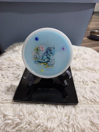 Handcrafted Pastel Beaded Round Dragon Art Displays/Trays