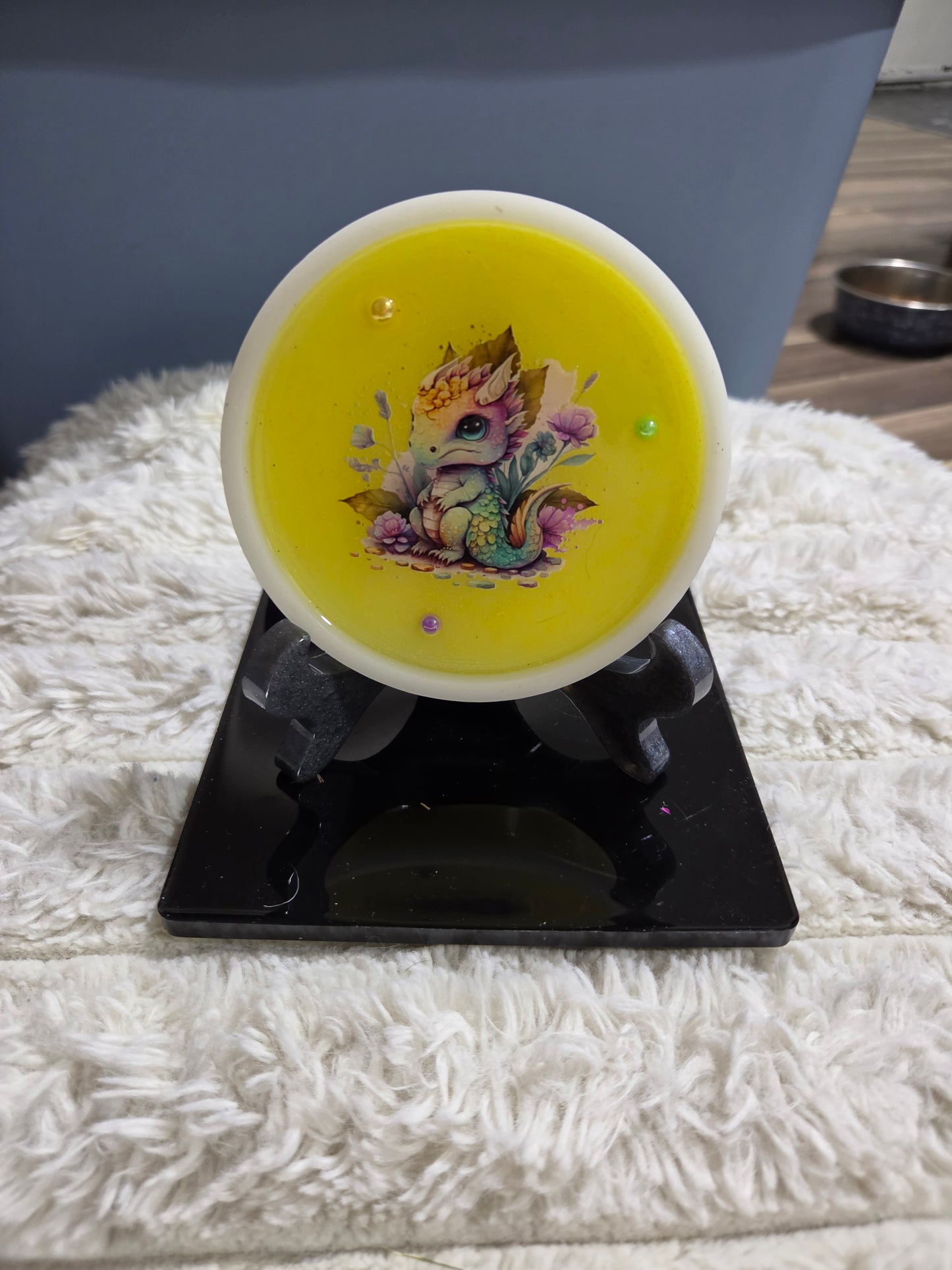 Handcrafted Pastel Beaded Round Dragon Art Displays/Trays