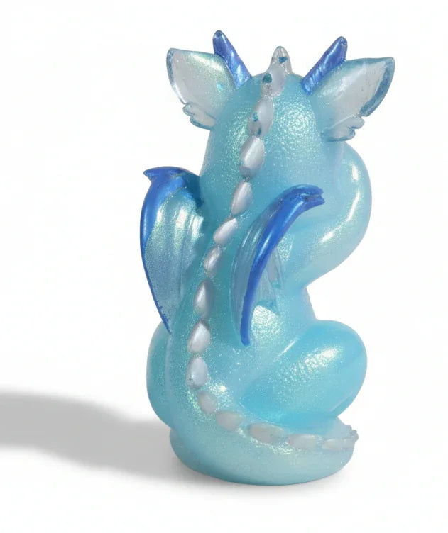 **Handcrafted Iridescent Baby Dragon Figurine Set of 3 - Blue, Teal, Purple | Whimsical Fantasy Decor Bundle by Crazy Chaotic Crafter**