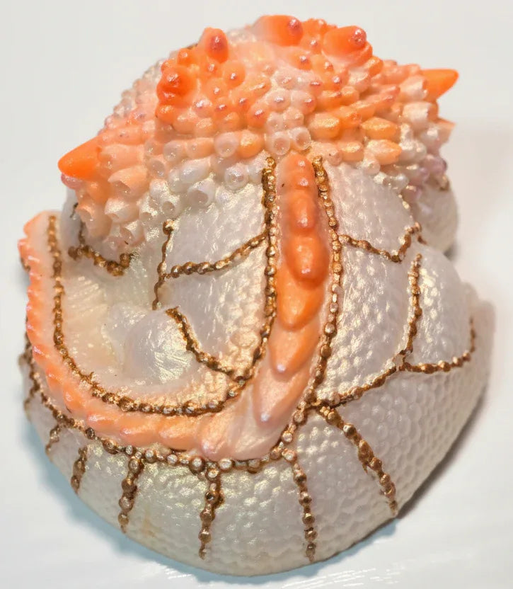 **Hand-Painted Pearlescent Dragon Hatchling Figurine - Sunset Orange & Gold Fantasy Creature Decor**
