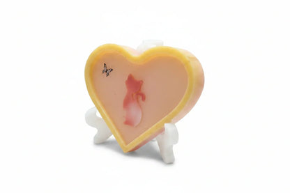 *Handcrafted Cat & Butterfly Heart Plaque with Matching Lotus Trinket Dish – Peach Resin Art Set | Whimsical Pet Lover Decor | Crazy Chaotic Crafter*