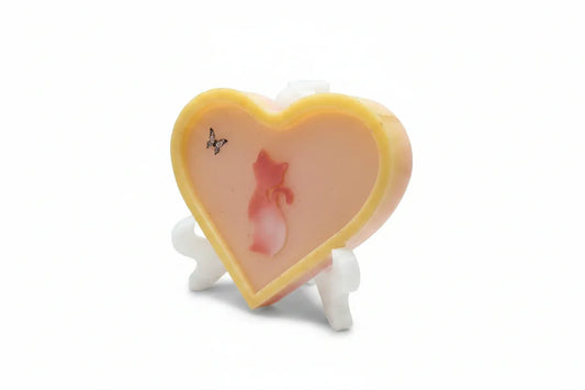 *Handcrafted Cat & Butterfly Heart Plaque with Matching Lotus Trinket Dish – Peach Resin Art Set | Whimsical Pet Lover Decor | Crazy Chaotic Crafter*